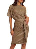 Sequin Off-Shoulder Ruched Mini Dress