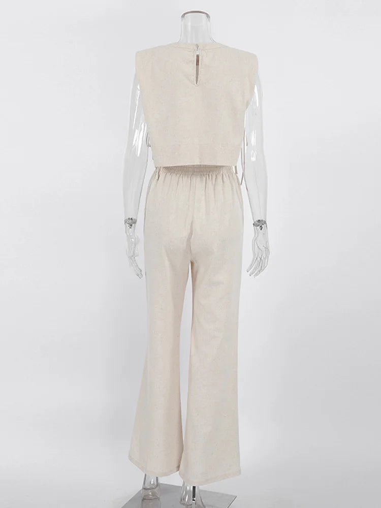 Linen Crop Top & Pants Set