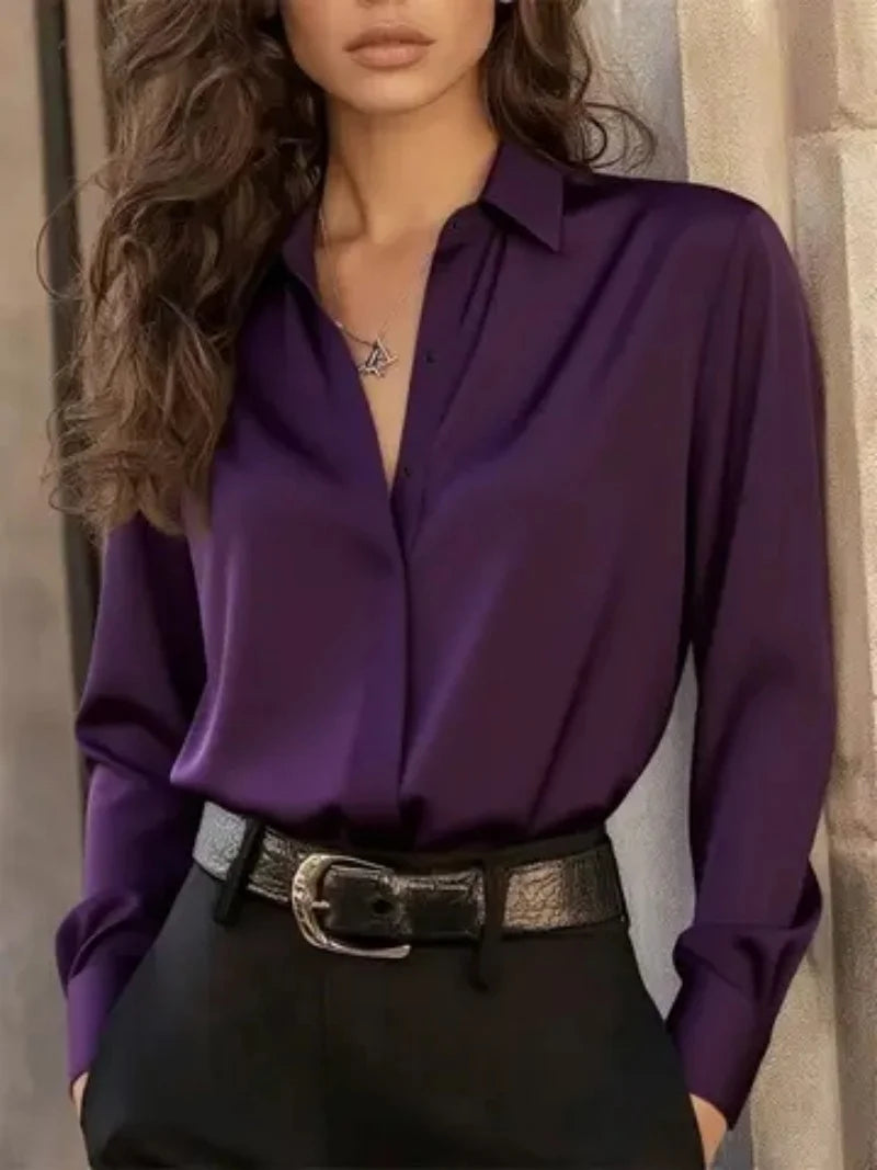 Isla Button-Up Long-Sleeve Blouse