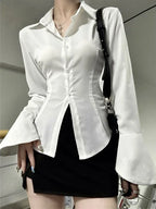 Flared Slim-Fit Blouse