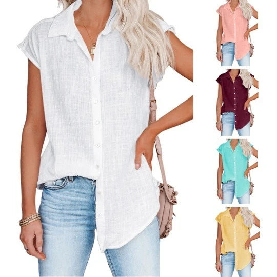 Cotton-Linen Short-Sleeve Relaxed T-Shirt