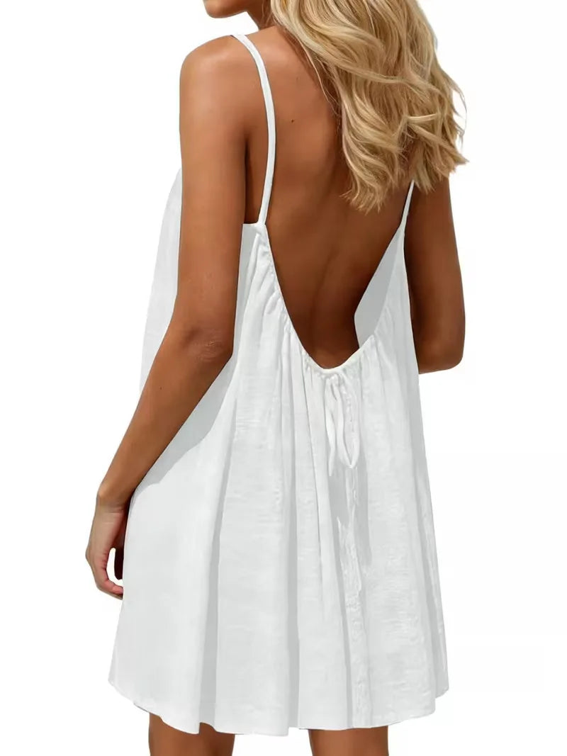 Relaxed Backless Slip Mini Dress
