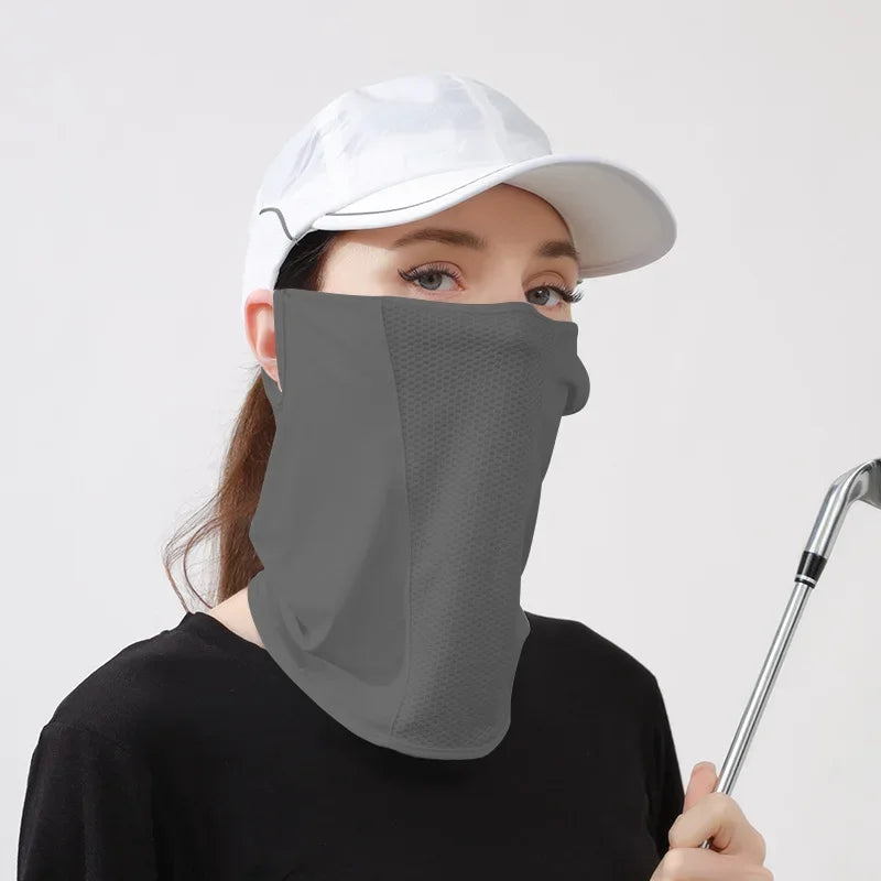 Ice Silk UV Face Scarf for Women Men, Sun Protection Neck Cover, Breathable Sports Mask for Golf Cycling Outdoor sun screen