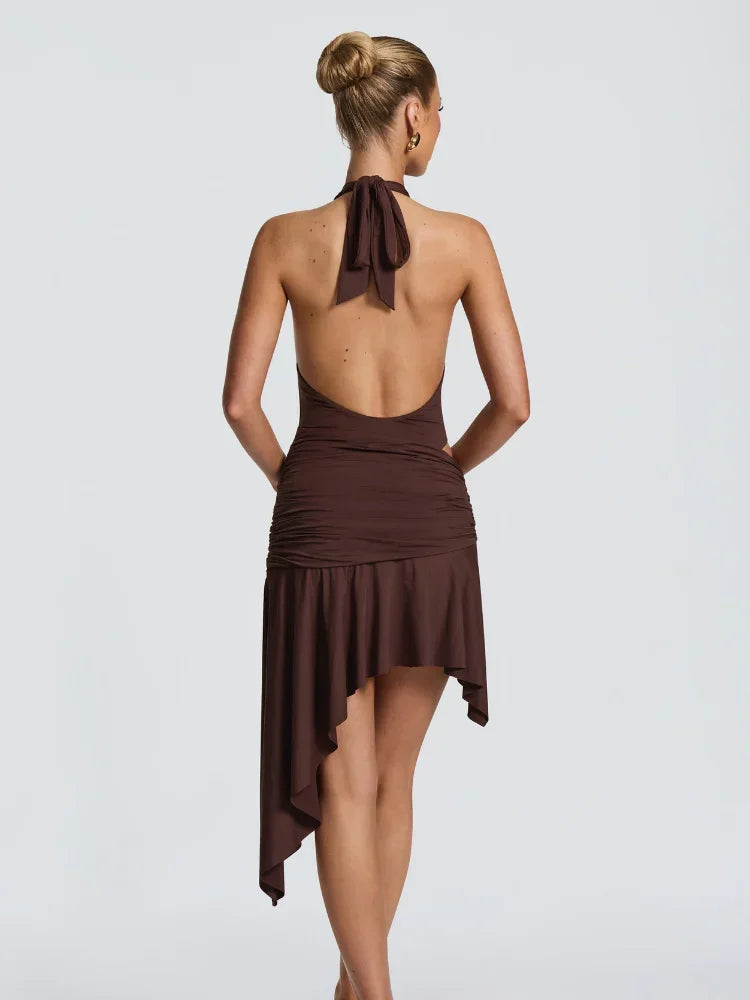 Cut-Out Halter Bodysuit & Mini Skirt Set