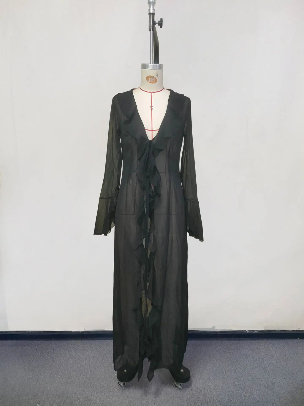 Ruffle-Sleeve Chiffon Beach Tunic