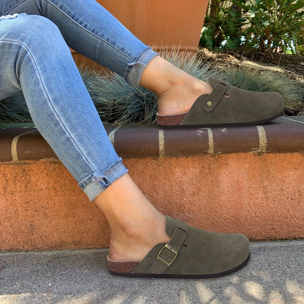 Suede Cork-Footbed Mules