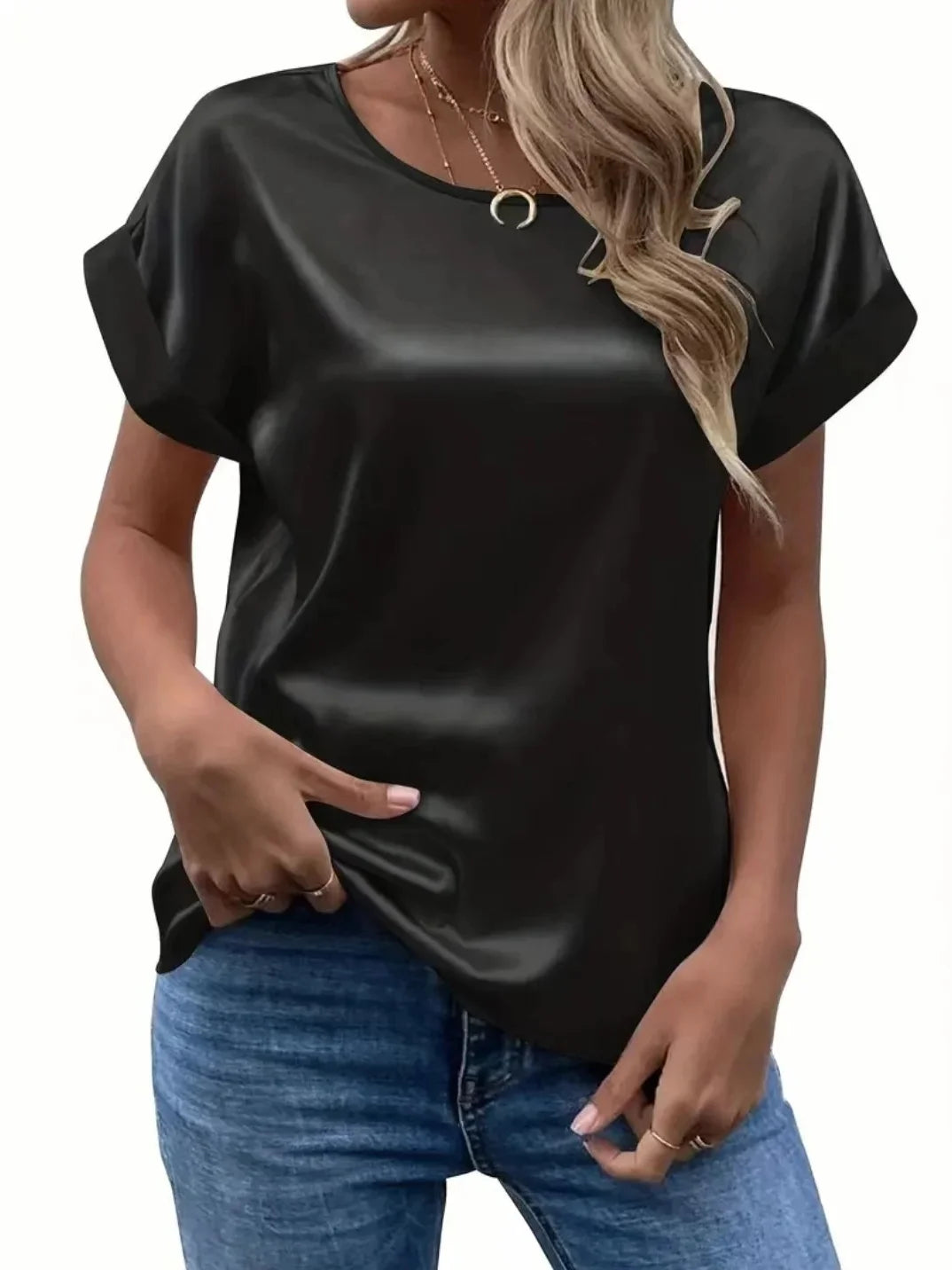 Satin-Look Relaxed Blouse