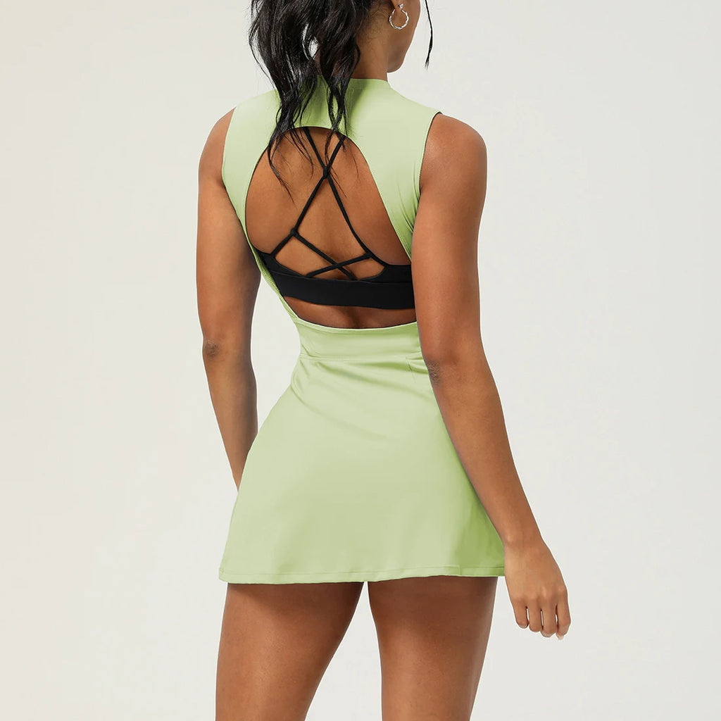 Sleeveless Drawstring Tennis Dress