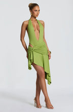 Cut-Out Halter Bodysuit & Mini Skirt Set