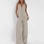 Linen Tank Top & Wide-Leg Pants Set