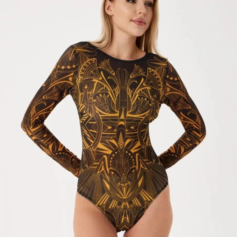 Long-Sleeve High-Waist Bikini Set