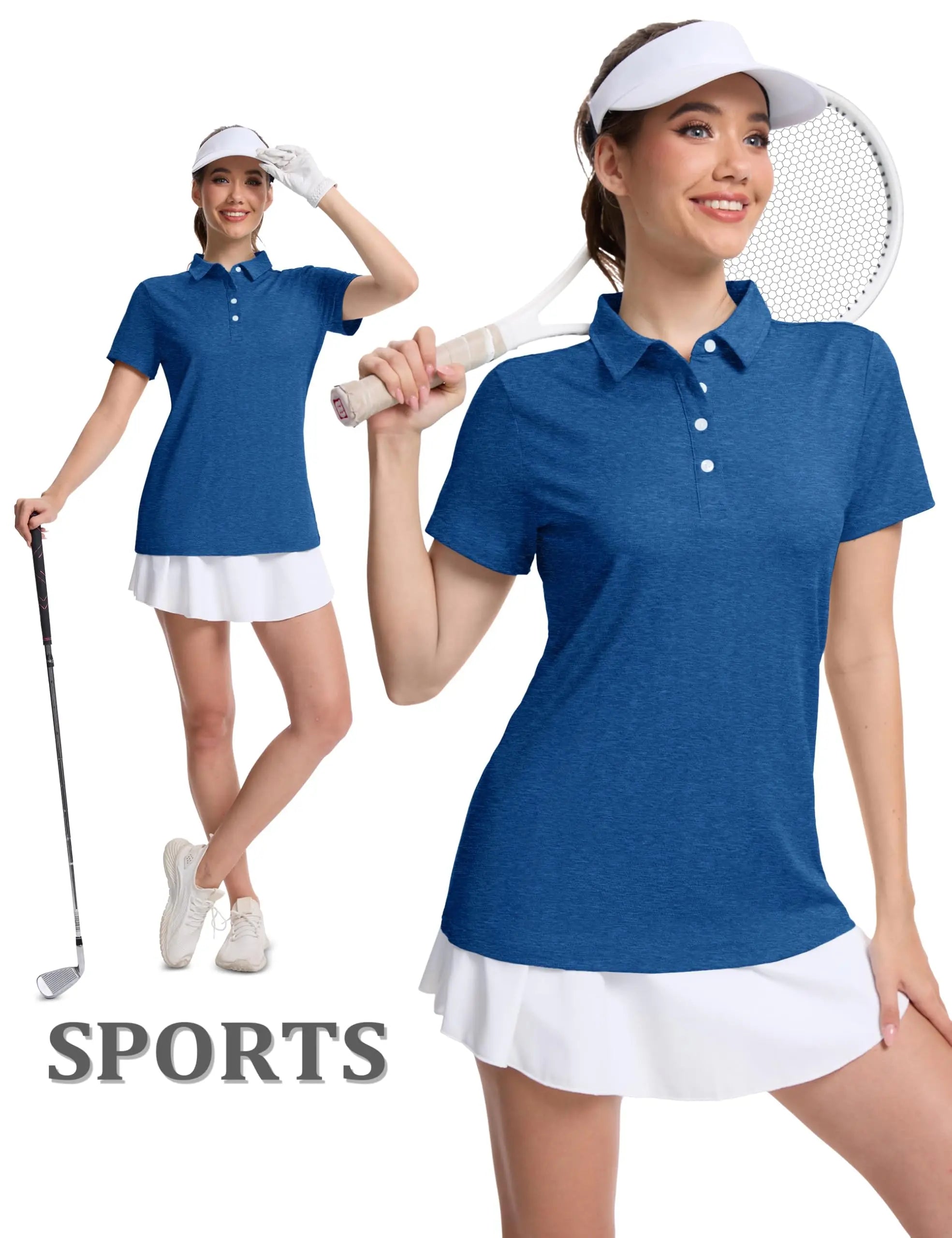 TACVASEN 4 Buttons Polos T-Shirts Womens Summer Short Sleeve Athletic Golf Polos Tee Shirts Sports Casual Work Pullover T-shirts