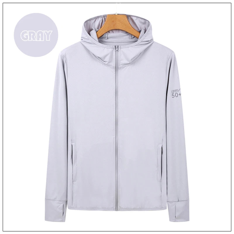 UPF50+ Sun Protection Jacket for Men and Women Sports Clothing Ice Silk skin Coat for Walking Travel and Fishing Sports