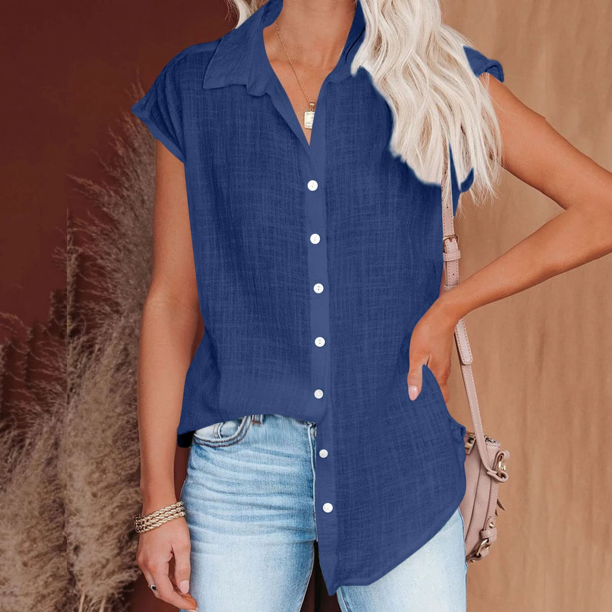 Cotton-Linen Short-Sleeve Relaxed T-Shirt