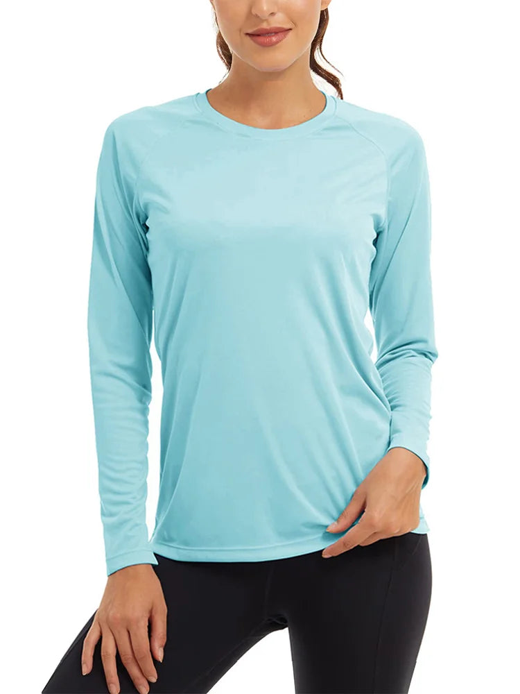 KEFITEVD Quick Dry Women's UPF 50+ Long Sleeve T-Shirts Skin Sun/UV Protection Breathable Lightweight Swim Outdoor Hiking Shirts