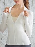 Yoga wear women's spring and summer stand-up collar zipper jacket slimming  sun-protective  long-sleeved high-end running and f