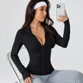 Stand-up collar sports jacket for women slimming and shaping sun protection professional running training fitness cardigan