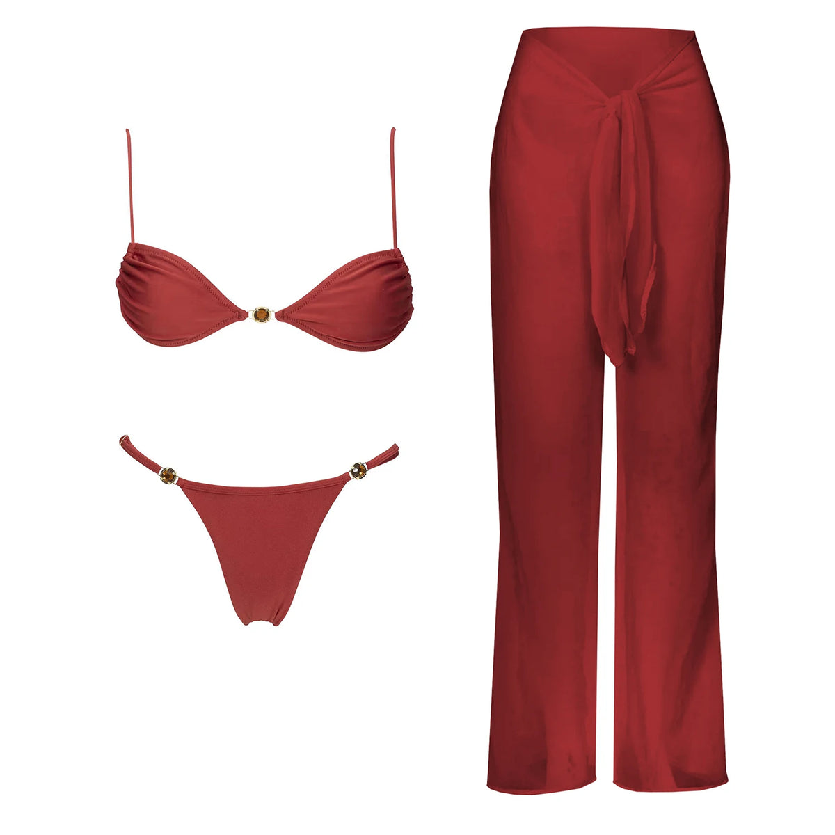 Crystal Bandeau Bikini & Cover-Up Set