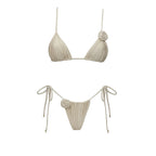 Floral Mesh-Skirt Bandeau Bikini Set