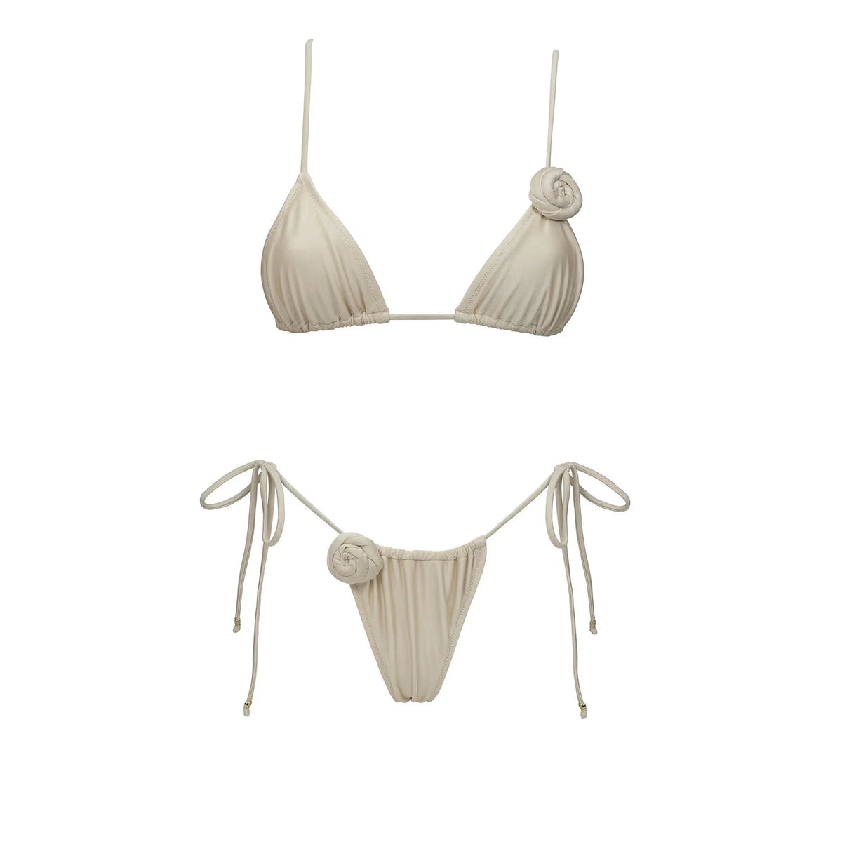 Floral Mesh-Skirt Bandeau Bikini Set