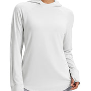 TACVASEN Womens UPF50+Sun Protection Crossed Collar Hoodie SPFUV Shirt Long Sleeve Quick Dry Shirt with Ponytail Hole Thumb Hole