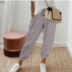 Striped Drawstring Wide-Leg Pants