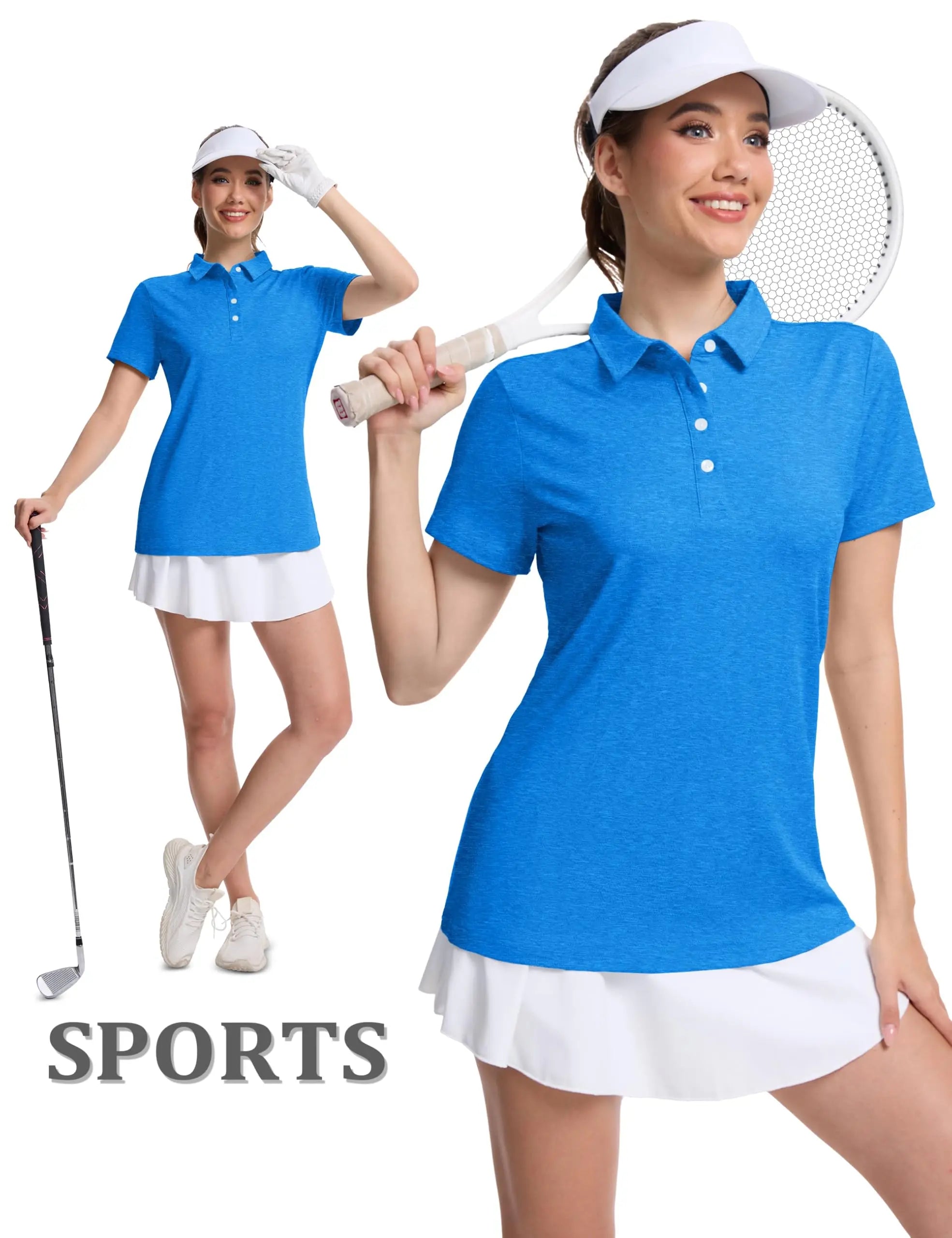TACVASEN 4 Buttons Polos T-Shirts Womens Summer Short Sleeve Athletic Golf Polos Tee Shirts Sports Casual Work Pullover T-shirts