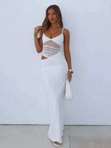 Backless Mesh Maxi Dress