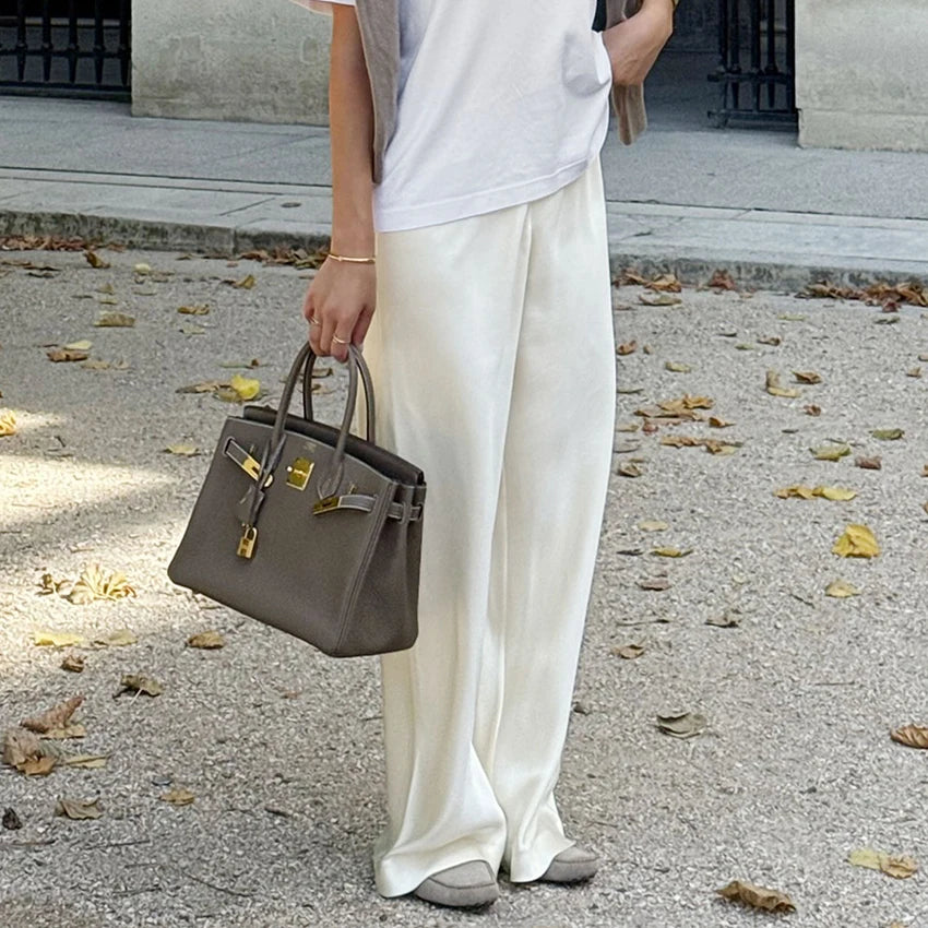 Lustre High-Waist Wide-Leg Trousers