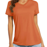 TACVASEN UPF 50+ Summer Short Sleeve V-Neck T-shirts Womens Sun Protection T-shirts Quick Dry Hiking Running Tee Shirts Tops