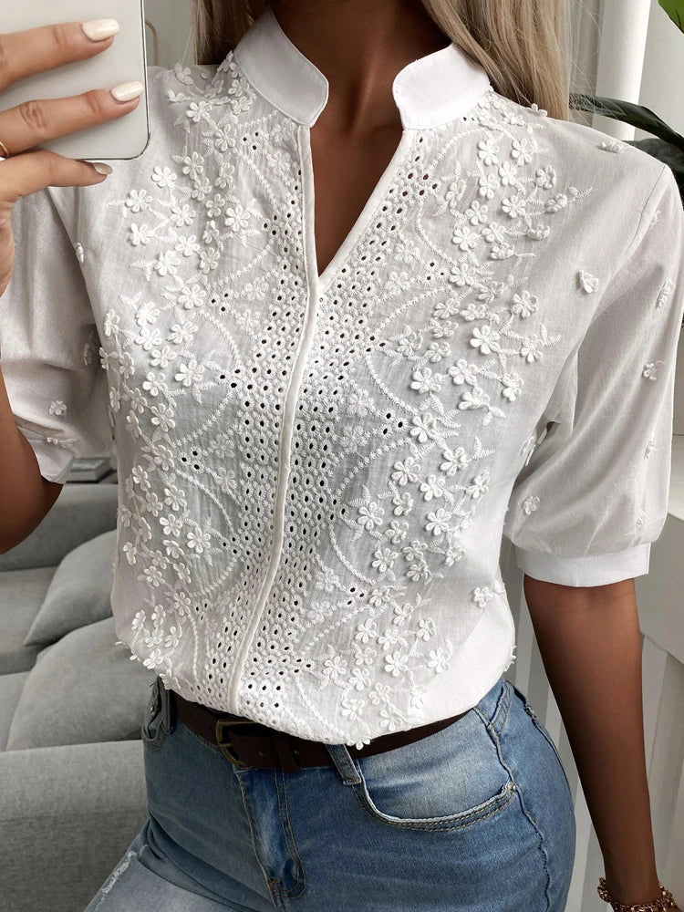 Floral Embroidered Lace Blouse