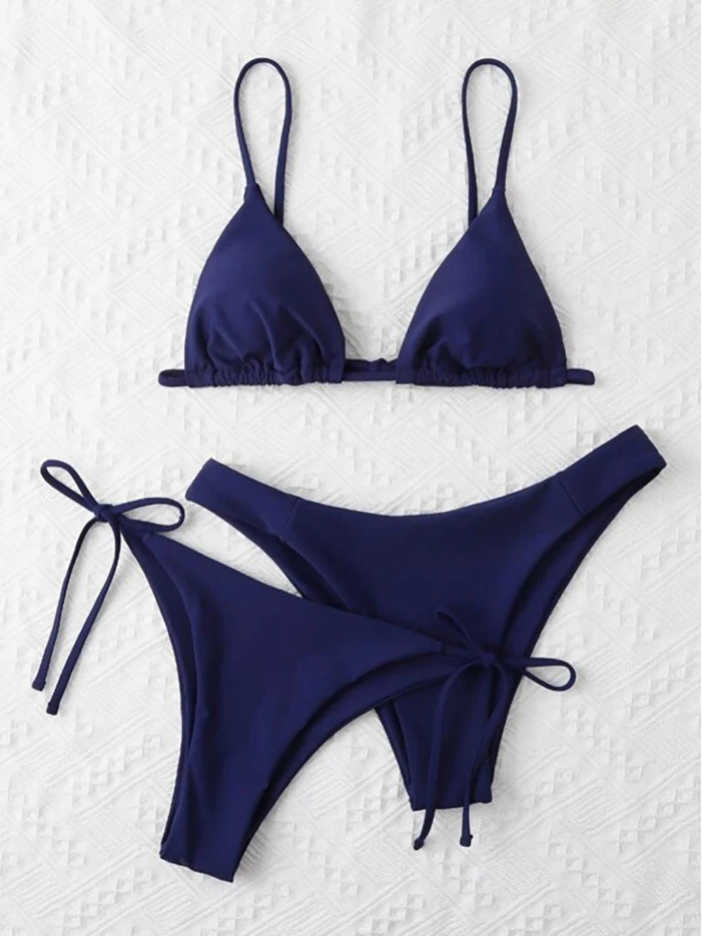 Halter Three-Piece Tie-Side Bikini Set