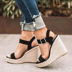Cross-Strap Espadrille Wedge Sandals