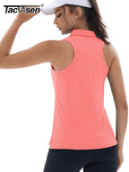 TACVASEN UPF50+ Quick Dry Polo Shirts Womens Summer Golf Sleeveless Workout Tees Sun UV Protection Outdoor Fitness Gym Tank Tops