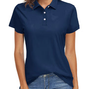 TACVASEN UPF 50+ Short Sleeve Golf Polos Shirts High Elastic Womens Sun Protection T-shirts Quick Dry Workout Tee Pullover Tops