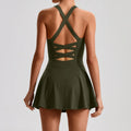 Aurelia Sun Crossback Bra & Tennis Skort Set – Olive Green – image 1