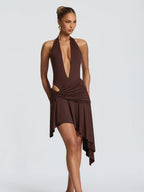 Cut-Out Halter Bodysuit & Mini Skirt Set