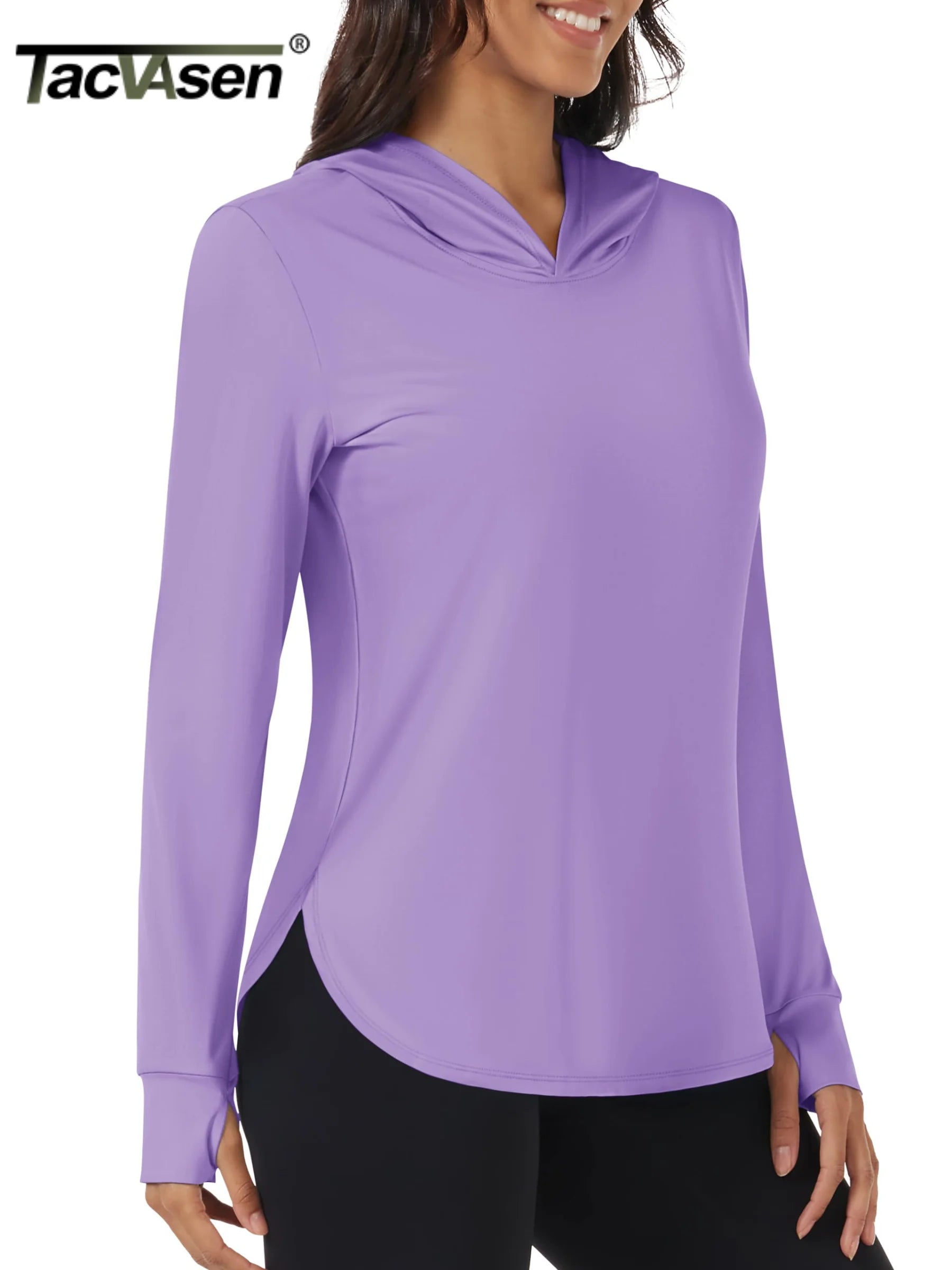 TACVASEN UPF80+ Summer UV Protection Hoodie Womens Outdoor Hiking SunBlock Pullover Tops Quick Dry Breathable Lightweight Shirts