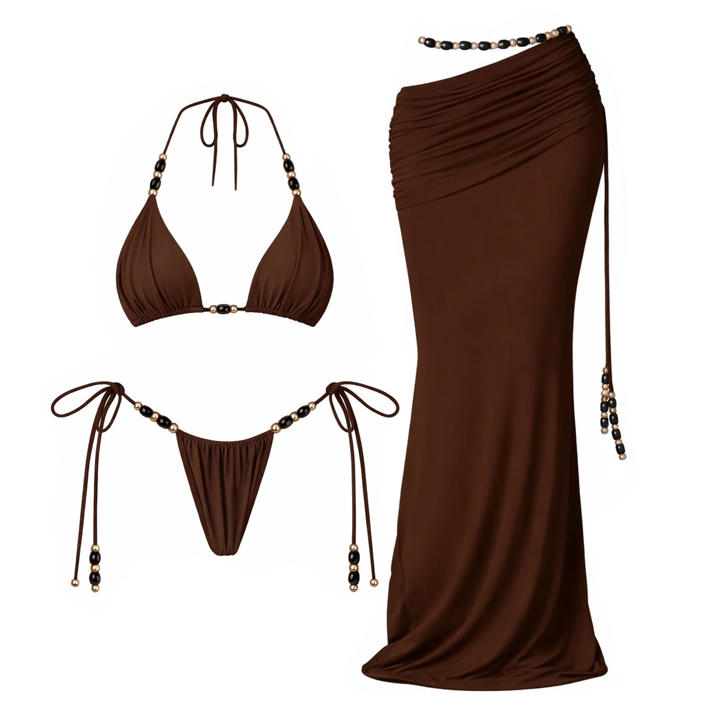 Aurelia Sun Beaded Bikini & Mesh Skirt Set – Green Set 3 – image 8