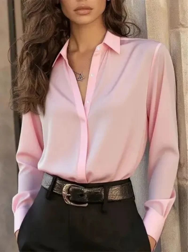 Isla Button-Up Long-Sleeve Blouse