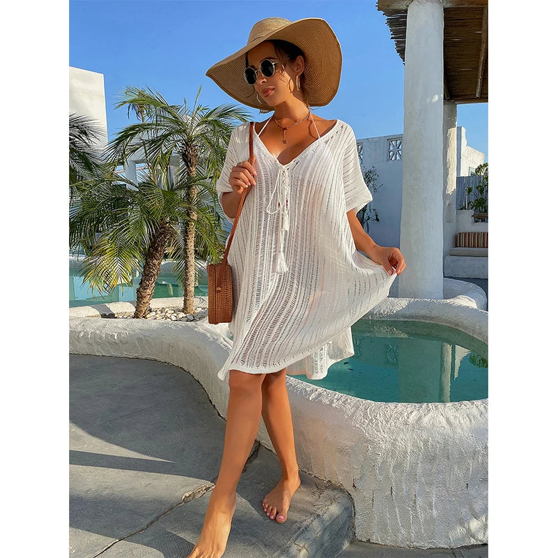 Tie-Front Knit Beach Cover-Up