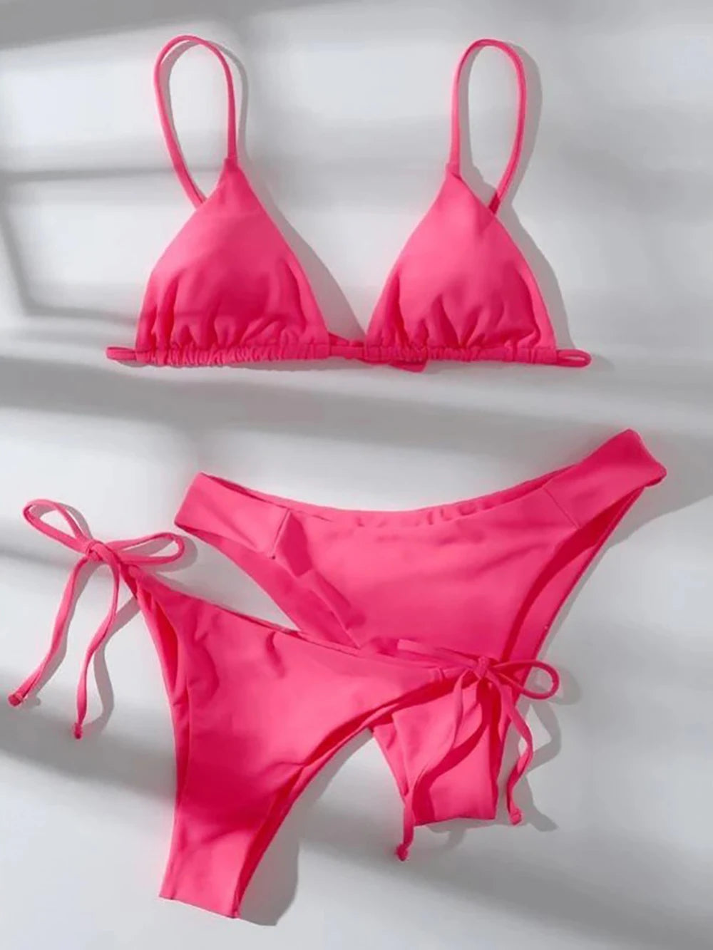 Halter Three-Piece Tie-Side Bikini Set