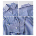 Striped Lantern-Sleeve Blouse
