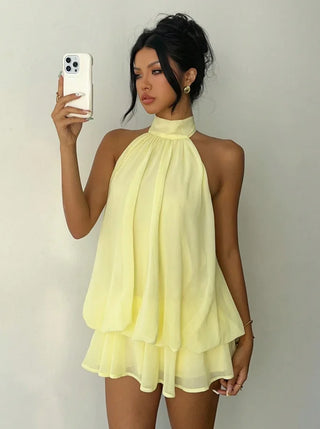 Halter Tie-Waist Backless Mini Dress