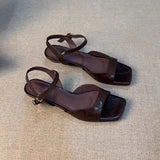 Polished Low-Heel Office Sandals