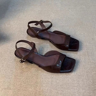 Polished Low-Heel Office Sandals