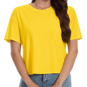 TACVASEN UPF 50+ Cropped Cotton T-Shirts Womens Summer Short Sleeve Casual Crew Neck Tops Breathable Sun UV Block Outdoor Tees