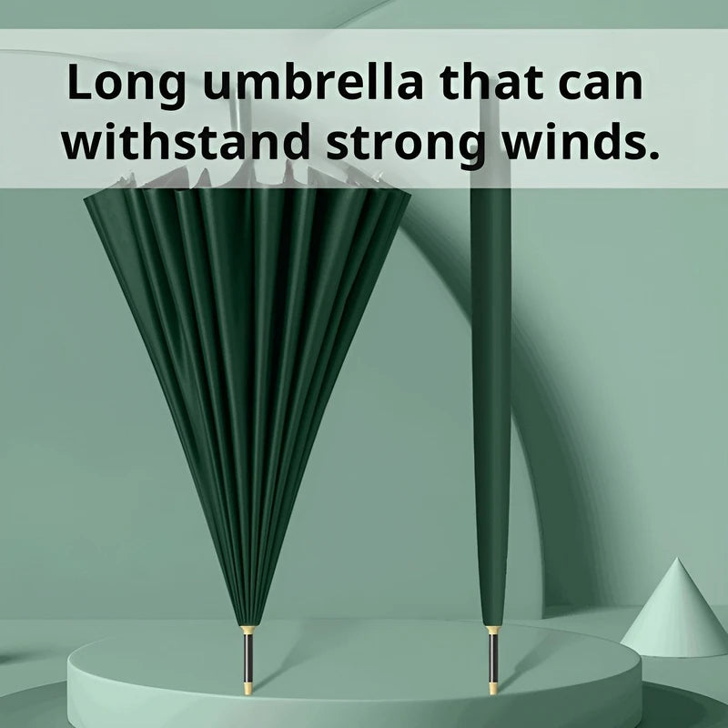 24-rib Long Handle Automatic Umbrella Long Handle Business Umbrella for Men Integrated Button Large Wind-Resistant Umbrella Para