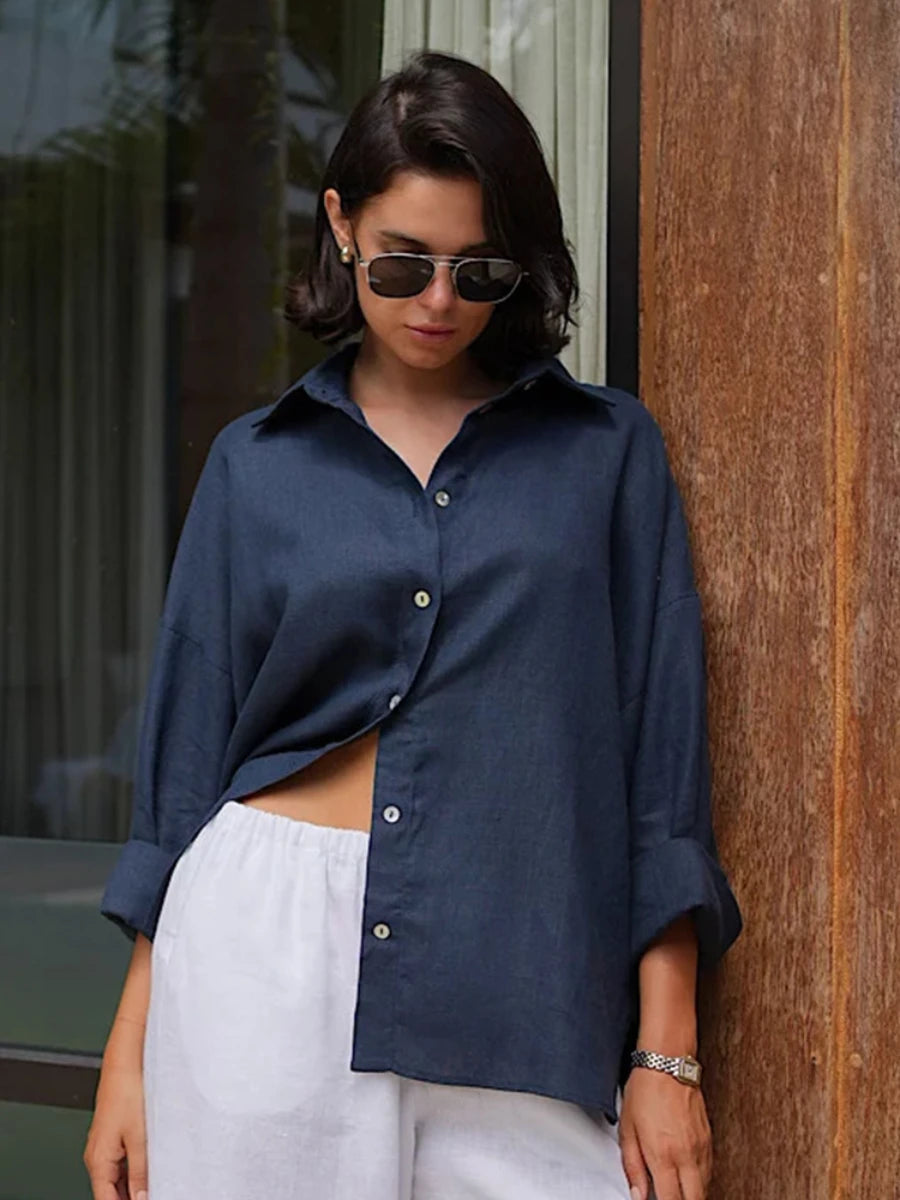 Relaxed Cotton Button-Up Shirt