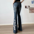Denim Embroidered Flared Jeans